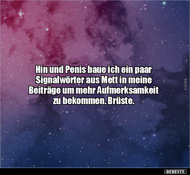 Hin und Pe*nis baue ich ein paar Signalwörter aus Mett in.. - Lustige Bilder | DEBESTE.de