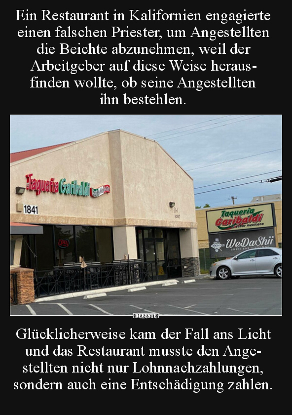 Ein Restaurant in Kalifornien engagierte einen falschen.. - Lustige Bilder | DEBESTE.de