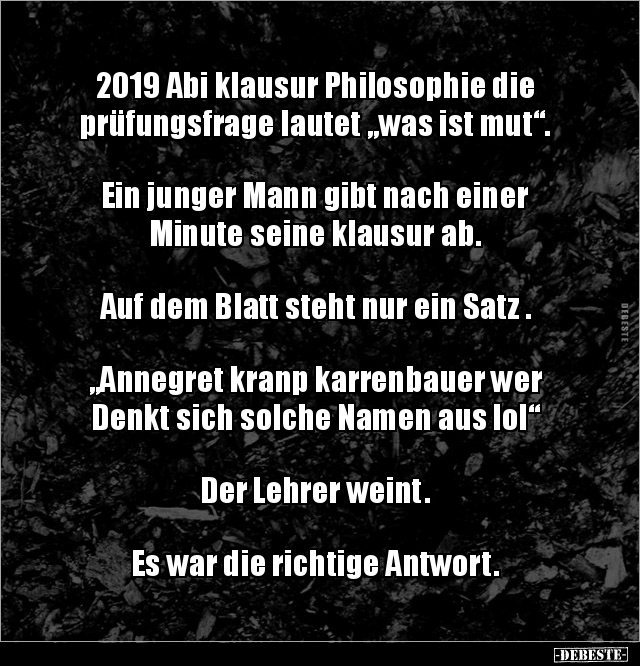 2019 Abi klausur Philosophie die prüfungsfrage lautet „was.. - Lustige Bilder | DEBESTE.de