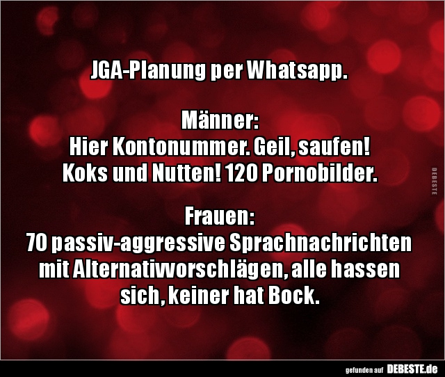 JGA-Planung per Whatsapp. Männer: Hier Kontonummer... - Lustige Bilder | DEBESTE.de