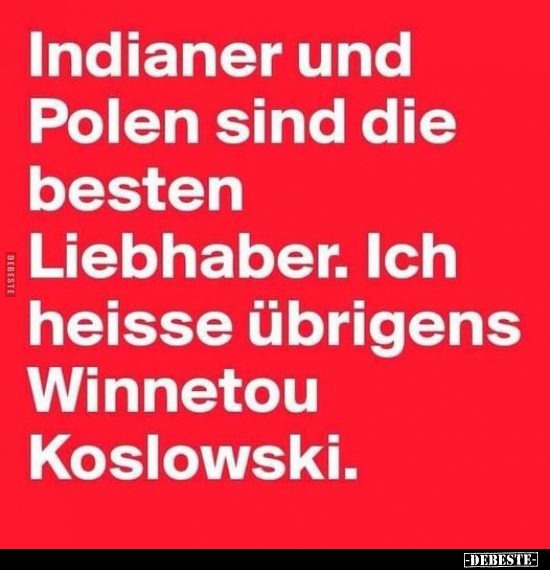 Indianer und Polen sind die besten Liebhaber.. - Lustige Bilder | DEBESTE.de