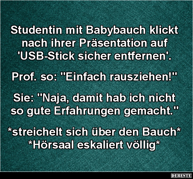Studentin mit Babybauch klickt nach ihrer Präsentation.. - Lustige Bilder | DEBESTE.de