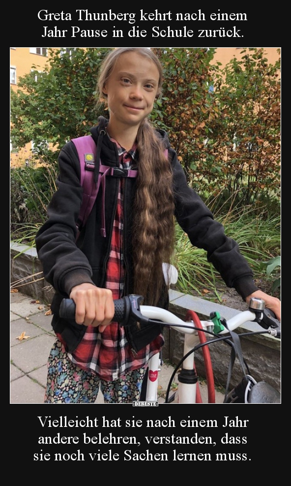 Greta Thunberg kehrt nach einem Jahr Pause in die Schule.. - Lustige Bilder | DEBESTE.de