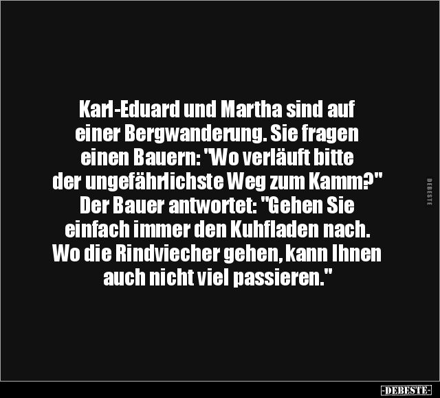 Karl-Eduard und Martha sind auf einer Bergwanderung.. - Lustige Bilder | DEBESTE.de