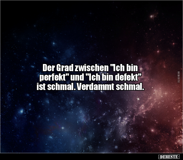 Der Grad zwischen "Ich bin perfekt" und "Ich bin defekt".. - Lustige Bilder | DEBESTE.de