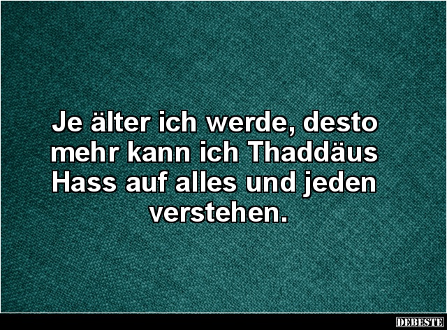 Je älter ich werde, desto mehr kann ich Thaddäus.. - Lustige Bilder | DEBESTE.de