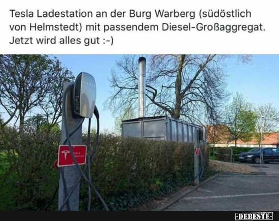 Tesla Ladestation an der Burg Warberg.. - Lustige Bilder | DEBESTE.de