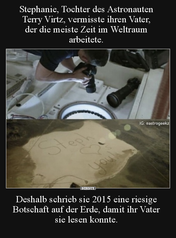 Stephanie, Tochter des Astronauten Terry Virtz, vermisste.. - Lustige Bilder | DEBESTE.de