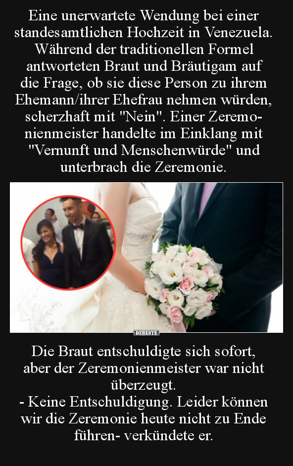 Eine unerwartete Wendung bei einer standesamtlichen Hochzeit.. - Lustige Bilder | DEBESTE.de