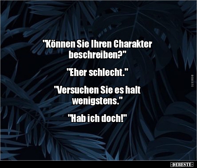 "Können Sie Ihren Charakter beschreiben?"... - Lustige Bilder | DEBESTE.de
