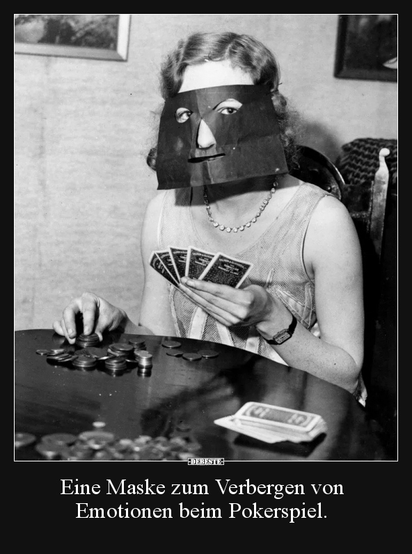 Eine Maske zum Verbergen von Emotionen beim Pokerspiel... - Lustige Bilder | DEBESTE.de