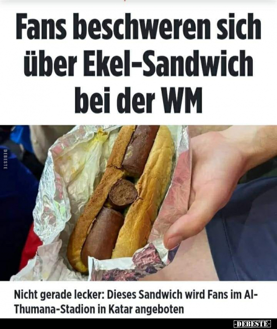 Fans beschweren sich über Ekel-Sandwich bei der WM.. - Lustige Bilder | DEBESTE.de