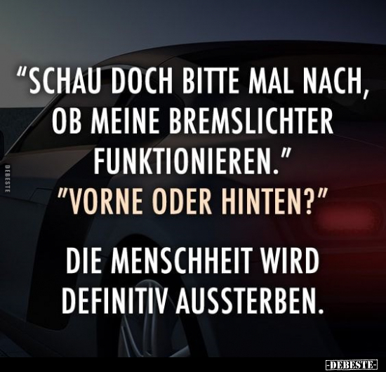 "Schau doch bitte mal nach, ob meine Bremslichter.." - Lustige Bilder | DEBESTE.de