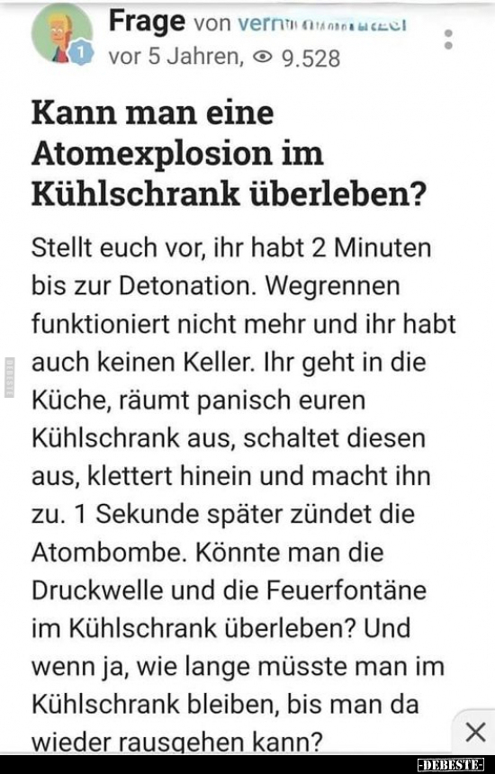 Kann man eine Atomexplosion im Kühlschrank überleben?.. - Lustige Bilder | DEBESTE.de