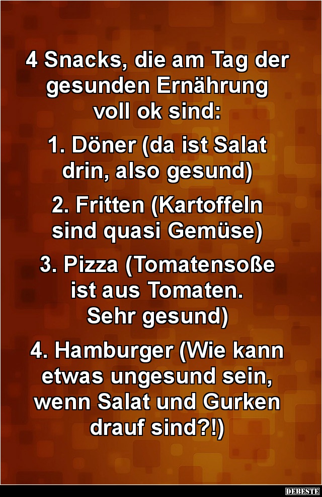 4 Snacks, die am Tag der gesunden Ernährung voll ok sind... - Lustige Bilder | DEBESTE.de