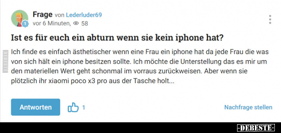 Ist es für euch ein abturn wenn sie kein iphone hat?.. - Lustige Bilder | DEBESTE.de