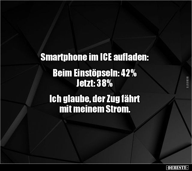 Smartphone im ICE aufladen: Beim Einstöpseln: 42%... - Lustige Bilder | DEBESTE.de