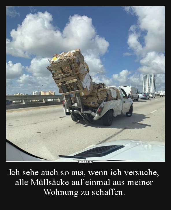 Ich sehe auch so aus, wenn ich versuche, alle Müllsäcke.. - Lustige Bilder | DEBESTE.de