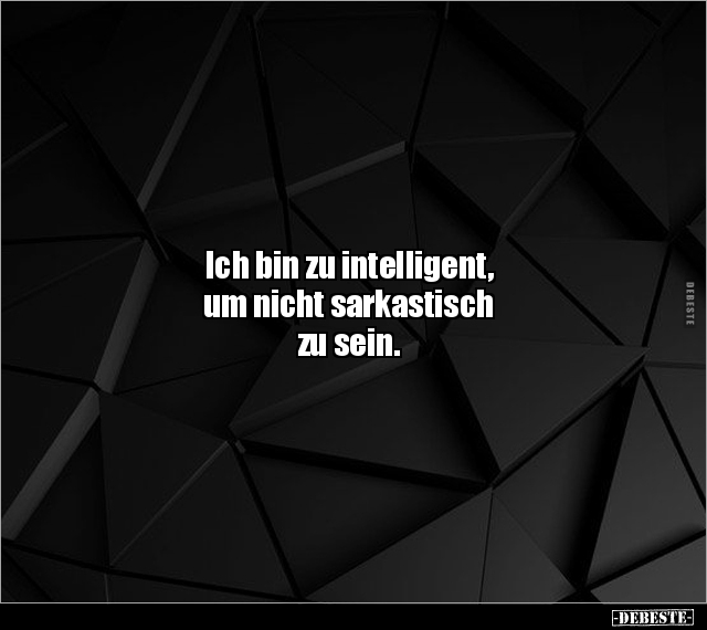 Ich bin zu intelligent, um nicht sarkastisch zu sein... - Lustige Bilder | DEBESTE.de
