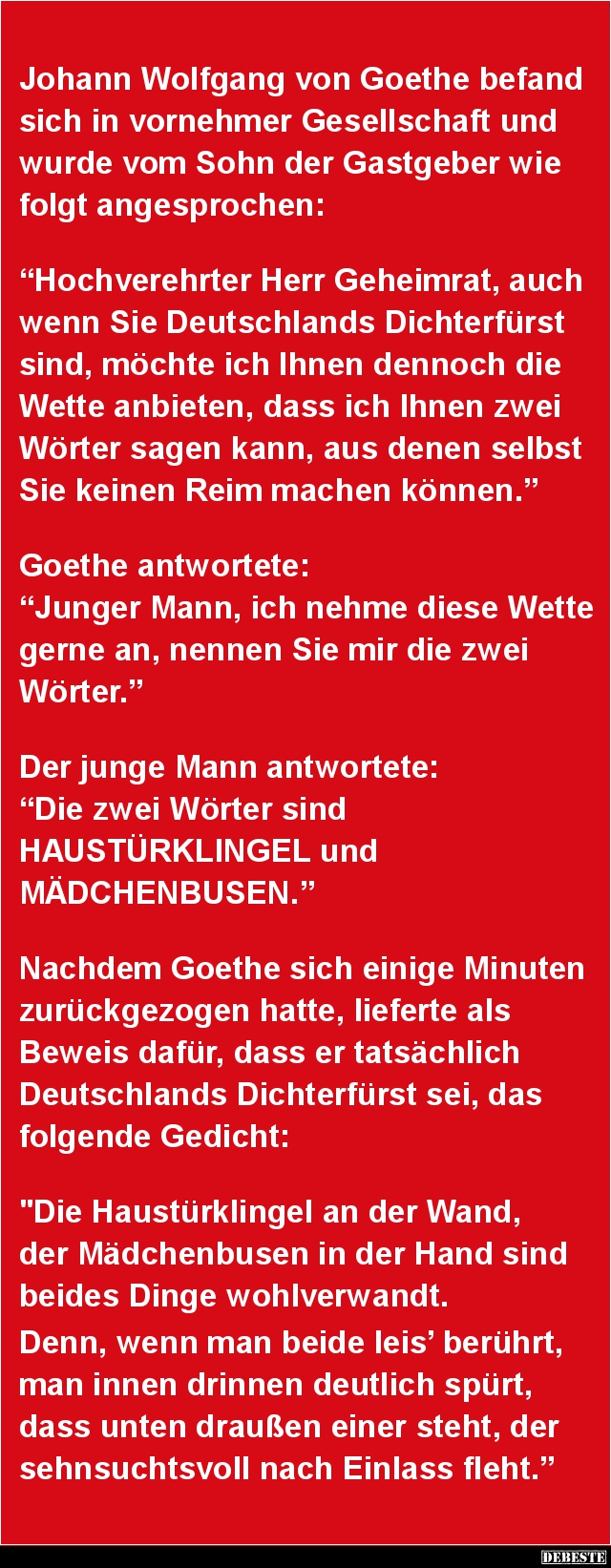 Johann Wolfgang von Goethe befand sich in vornehmer.. - Lustige Bilder | DEBESTE.de