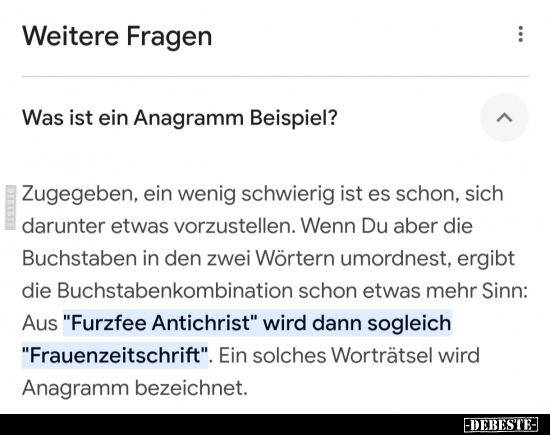 Was ist ein Anagramm Beispiel? - Lustige Bilder | DEBESTE.de