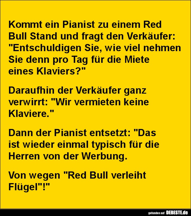 Kommt ein Pianist zu einem Red Bull Stand.. - Lustige Bilder | DEBESTE.de