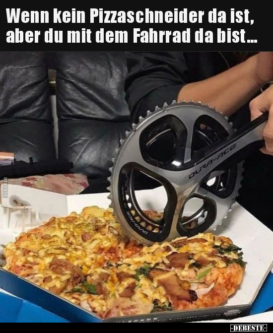 Wenn kein Pizzaschneider da ist, aber du mit dem Fahrrad da.. - Lustige Bilder | DEBESTE.de