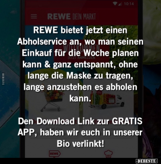 REWE bietet jetzt einen Abholservice an, wo man seinen.. - Lustige Bilder | DEBESTE.de