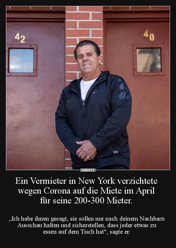 Ein Vermieter in New York verzichtete wegen Corona auf.. - Lustige Bilder | DEBESTE.de