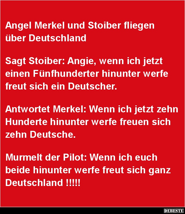 Angel Merkel und Stoiber fliegen über Deutschland