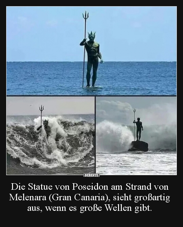 Die Statue von Poseidon am Strand von Melenara.. - Lustige Bilder | DEBESTE.de