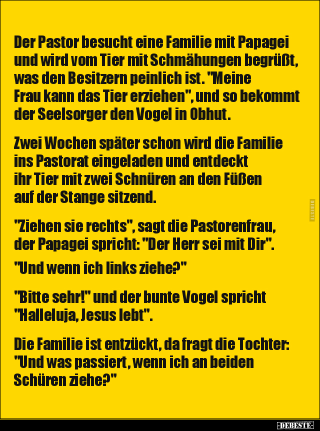 Der Pastor besucht eine Familie mit Papagei und wird vom.. - Lustige Bilder | DEBESTE.de