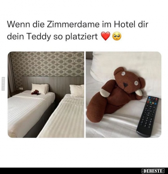 Wenn die Zimmerdame im Hotel dir dein Teddy so platziert.. - Lustige Bilder | DEBESTE.de