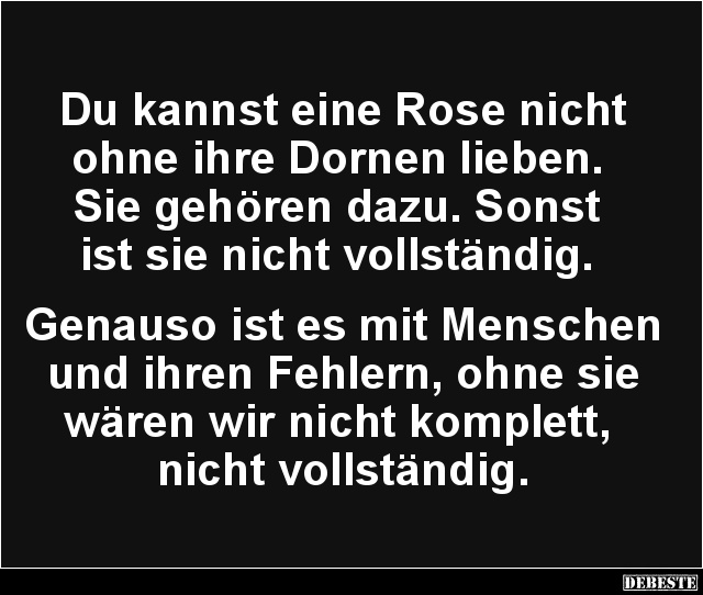 Du kannst eine Rose nicht ohne ihre Dornen lieben.. - Lustige Bilder | DEBESTE.de