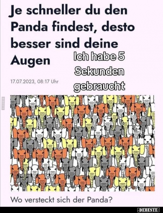 Je schneller du den Panda findest, desto besser sind deine.. - Lustige Bilder | DEBESTE.de