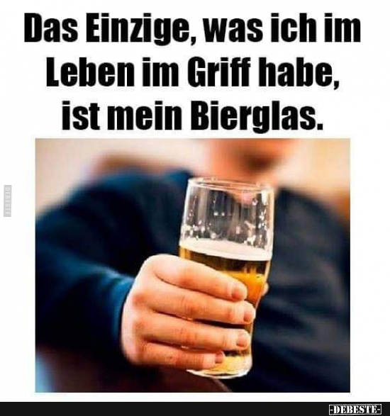 Das Einzige, was ich im leben im Griff habe, ist mein Bierglas. - Lustige Bilder | DEBESTE.de