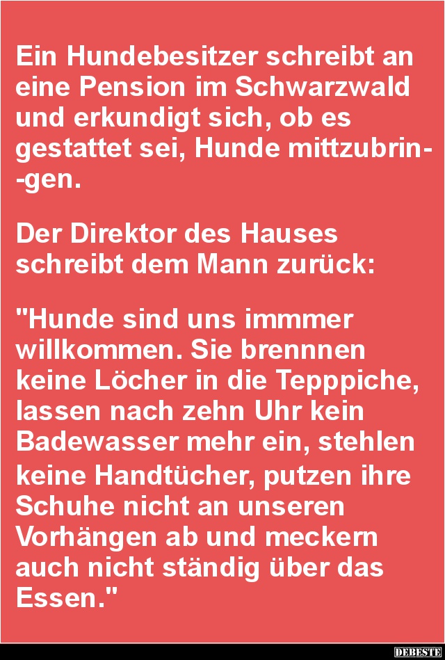 Ein Hundebesitzer schreibt an eine Pension im Schwarzwald.. - Lustige Bilder | DEBESTE.de