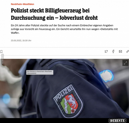 Polizist steckt Billigfeuerzeug bei Durchsuchung ein.. - Lustige Bilder | DEBESTE.de