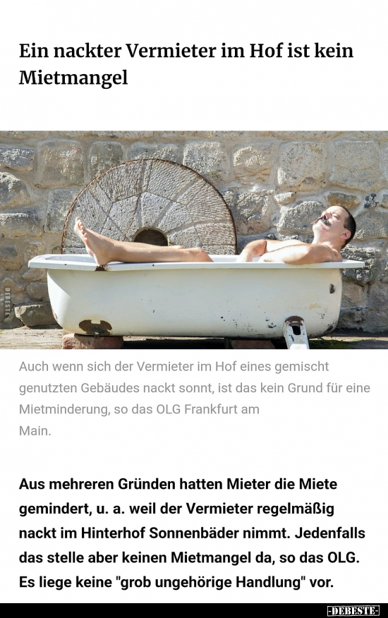 Ein nackter Vermieter im Hof ist kein Mietmangel... - Lustige Bilder | DEBESTE.de