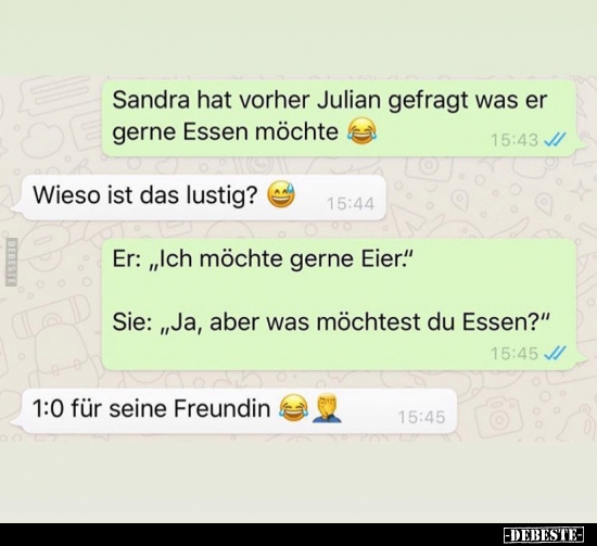 Sandra hat vorher Julian gefragt was er gerne Essen.. - Lustige Bilder | DEBESTE.de