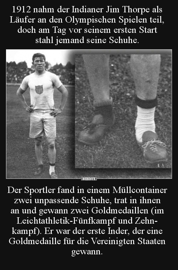 1912 nahm der Indianer Jim Thorpe als Läufer an den.. - Lustige Bilder | DEBESTE.de