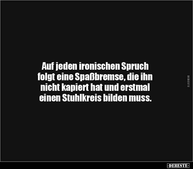Auf jeden ironischen Spruch folgt eine Spaßbremse, die ihn.. - Lustige Bilder | DEBESTE.de