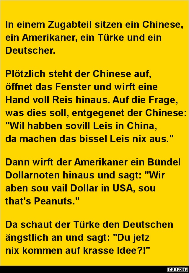 In einem Zugabteil sitzen ein Chinese.. - Lustige Bilder | DEBESTE.de