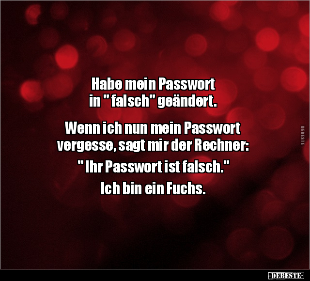 Habe mein Passwort in " falsch" geändert.  Wenn ich nun.. - Lustige Bilder | DEBESTE.de