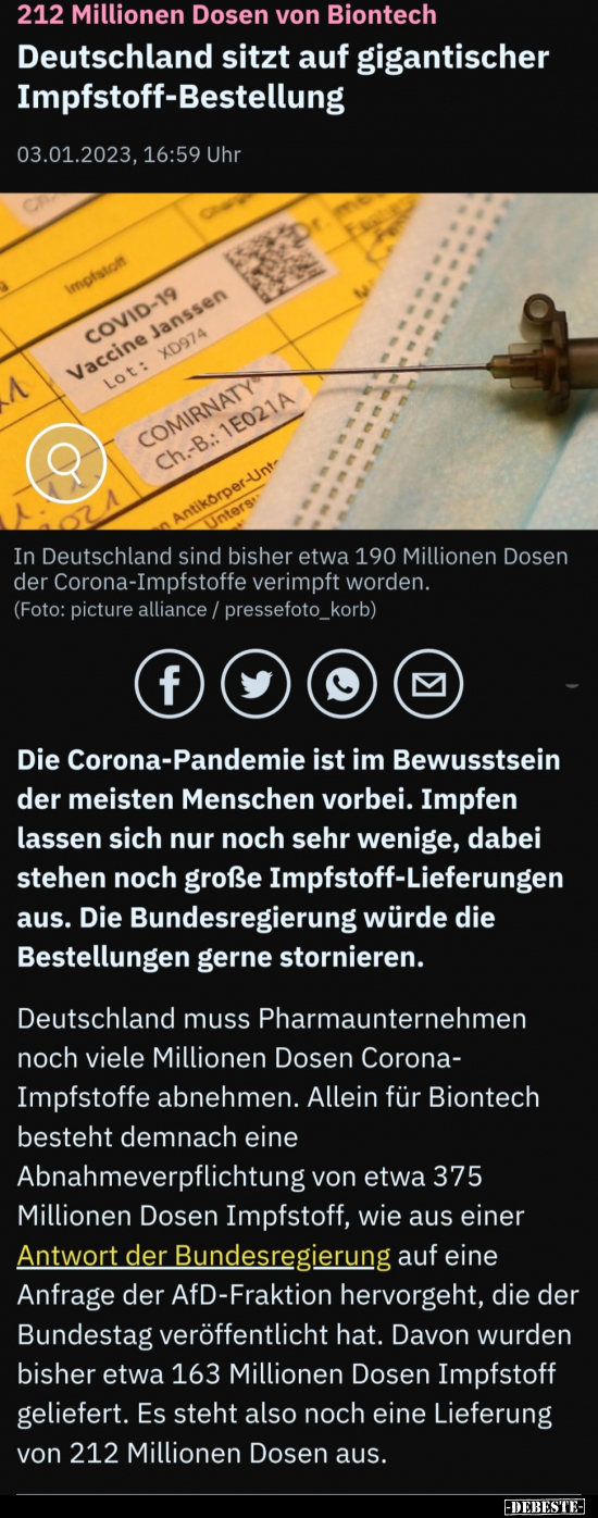 Deutschland sitzt auf gigantischer Impfstoff-Bestellung.. - Lustige Bilder | DEBESTE.de