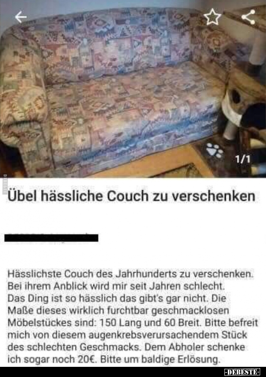 Übel hässliche Couch zu verschenken... - Lustige Bilder | DEBESTE.de