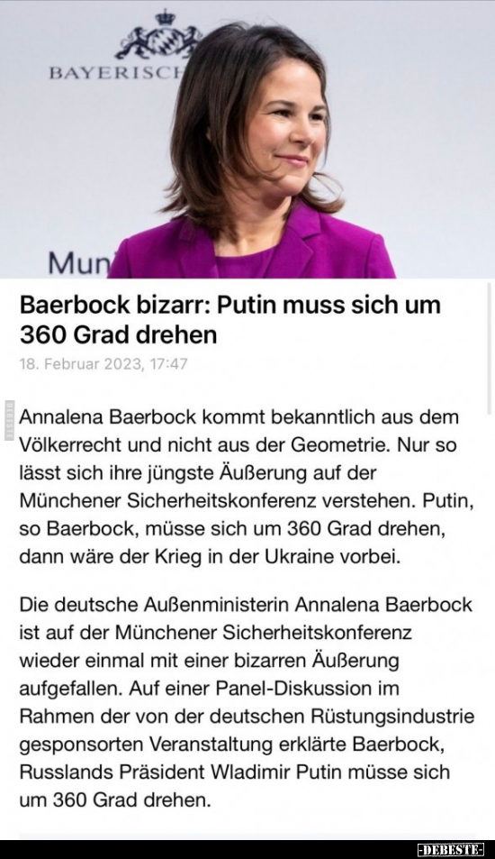 Baerbock bizarr: Putin muss sich um 360 Grad.. - Lustige Bilder | DEBESTE.de