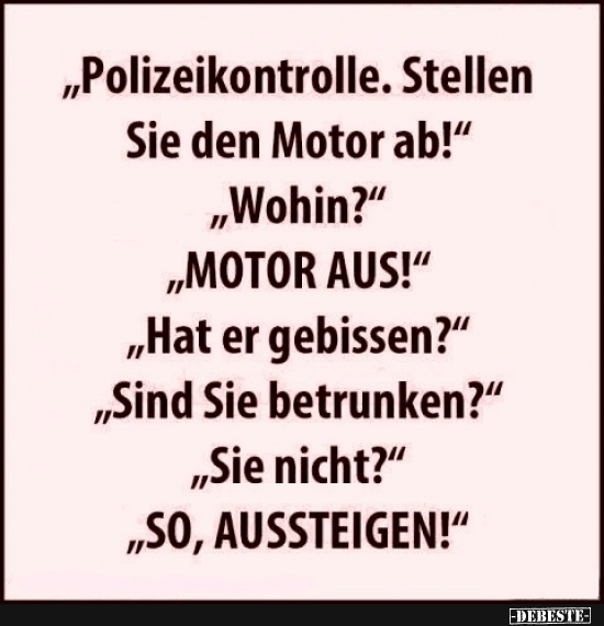 "Polizeikontrolle. Stellen Sie den Motor ab!" - Lustige Bilder | DEBESTE.de