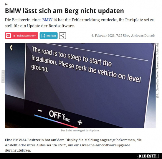 BMW lässt sich am Berg nicht updaten.. - Lustige Bilder | DEBESTE.de