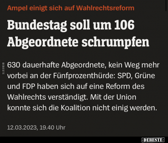 Bundestag soll um 106 Abgeordnete schrumpfen... - Lustige Bilder | DEBESTE.de
